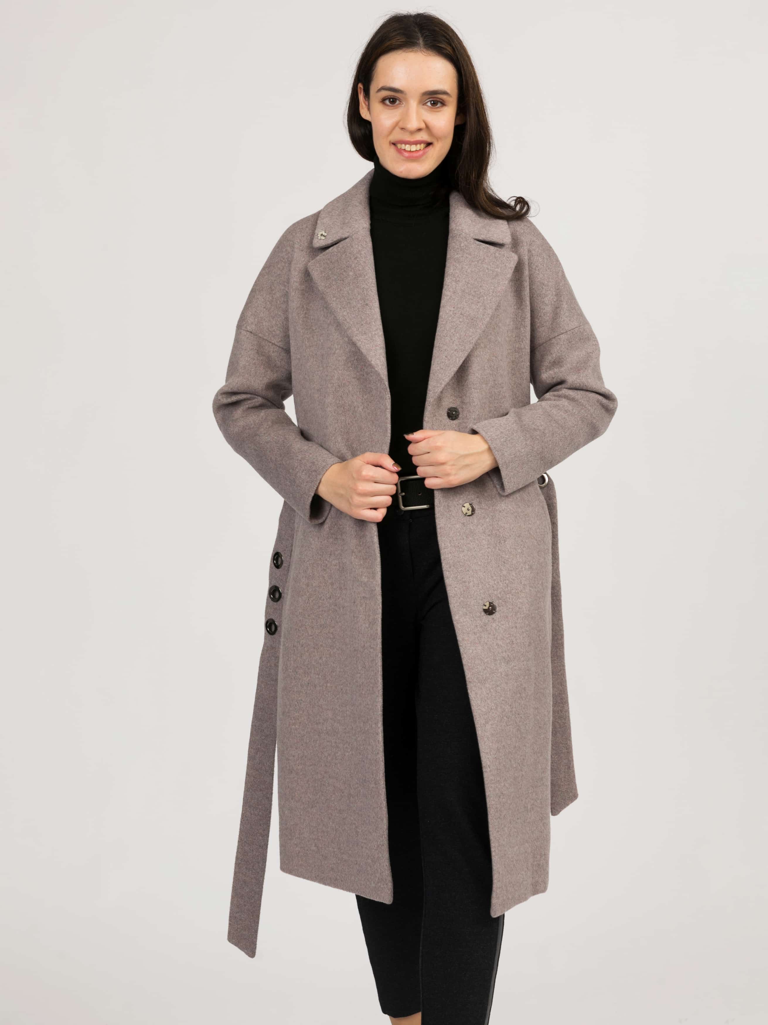 Пальто кашемировое классическое с поясом 52668